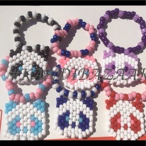 Lot 6 Bead Pandas on Single Kandi Bracelet Rave !!